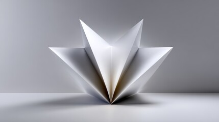 Abstract 3D silver geometric star object isolated on white background.