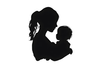 Mother's Embrace Silhouette: A tender silhouette captures a mother's loving embrace, cradling her baby with gentle affection, symbolizing the bond of family and the warmth of maternal care.
