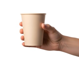 Hand holding a disposable paper cup