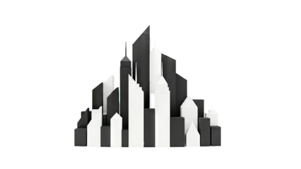 Abstract Black and White Cityscape Sculpture