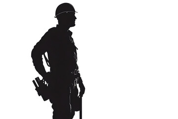 Silhouette of a Laborer: The silhouette of a determined laborer, poised in a moment of thought and focus, stands against an unobtrusive backdrop, their attire reflecting their role.