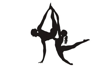 Ballet Silhouette: Two graceful dancers strike a pose, their bodies forming a dynamic silhouette, capturing the essence of ballet's elegance and athletic prowess.