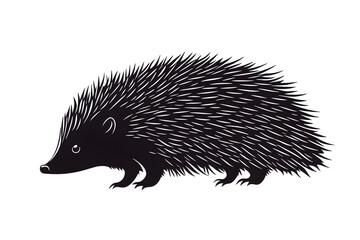 Hedgehog Illustration: A captivating monochrome illustration of a hedgehog. 