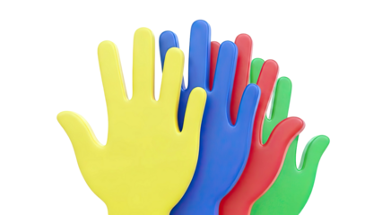 Colorful Hands Reaching Upward