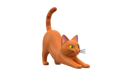 Cartoon Orange Cat Stretching