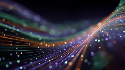 Dynamic Digital Flow: A vibrant display of interconnected digital streams weaves across a dark background, illustrating the complex flow of information and technology.