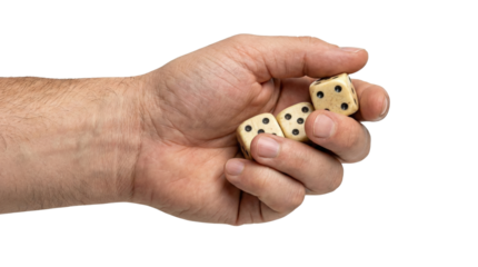 Hand Holding Three Vintage Dice For Gambling