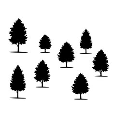 Fototapeta premium Collection of black silhouette trees