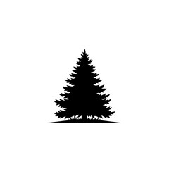Obraz premium Minimalist black silhouette of a pine tree