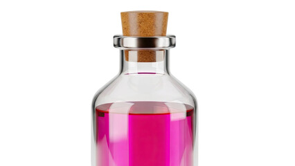 Glass Potion Bottle with Pink Liquid and Cork Stopper