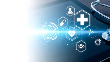 Digital Healthcare Network and Medical Technology Icons