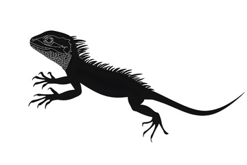 Fototapeta premium Black silhouette of Lizard: A sleek silhouette of a lizard, its intricate details highlighted against the simplicity, embodying adaptability and the mysteries of the natural world.