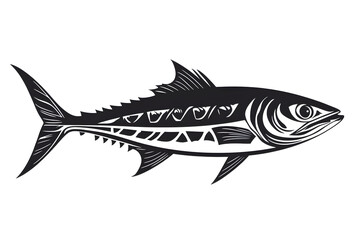 Obraz premium Intricate Tuna: A meticulously crafted, monochrome illustration of a tuna, showcasing its elegant form with detailed lines. 