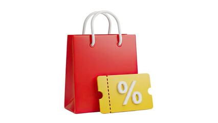 Red Shopping Bag with Discount Coupon