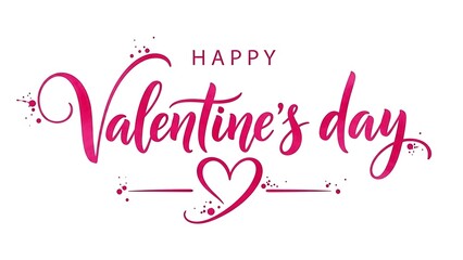 Elegant pink script wishes Happy Valentine's Day over white.