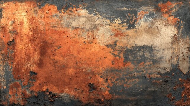 Rusted metal sheet texture, orange and brown rust, grunge iron surface, industrial background, weathered and old, detailed oxidation 