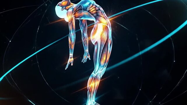 Human Muscular Anatomy Performing a Dynamic Backbend