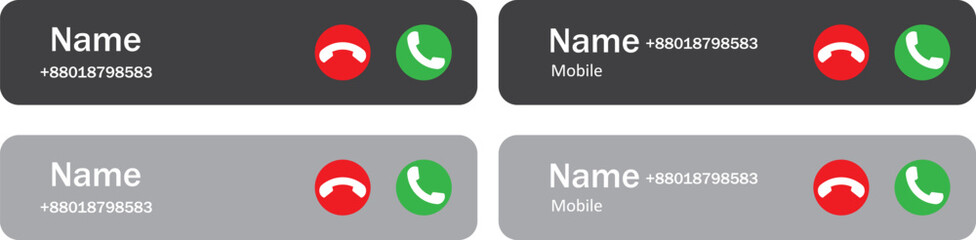 Phone call pop up icon. Calling notification graphic design. Mobile UI and app icons. Incoming caller symbol. Interactive call alert graphic design