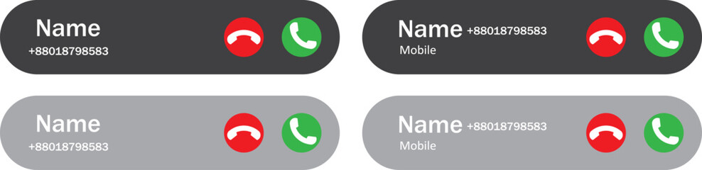 Phone call pop up icon. Calling notification graphic design. Mobile UI and app icons. Incoming caller symbol. Interactive call alert graphic design