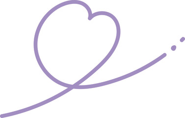 手書きの線のくるんとしたむらさき色のハートのイラスト素材