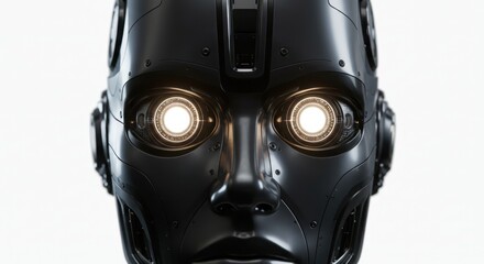 Intricate robotic visage displays a futuristic fusion of technology and artistry