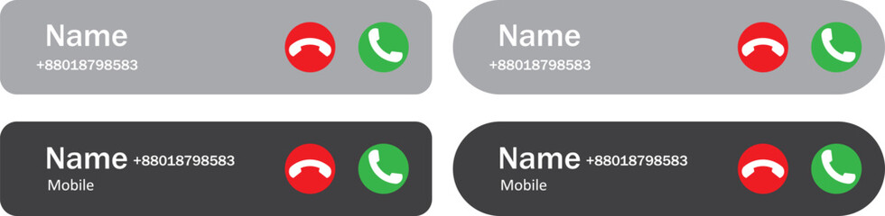 Phone call pop up icon. Calling notification graphic design. Mobile UI and app icons. Incoming caller symbol. Interactive call alert graphic design