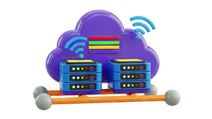 Cloud Computing Server Rack with WiFi Symbol