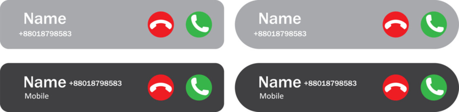 Phone call pop up icon. Calling notification graphic design. Mobile UI and app icons. Incoming caller symbol. Interactive call alert graphic design
