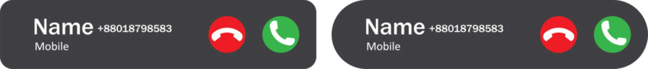 Phone call pop up icon. Calling notification graphic design. Mobile UI and app icons. Incoming caller symbol. Interactive call alert graphic design