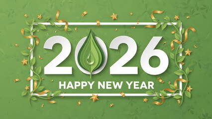 A nature-inspired design featuring a green leaf and water drop replacing the zero.