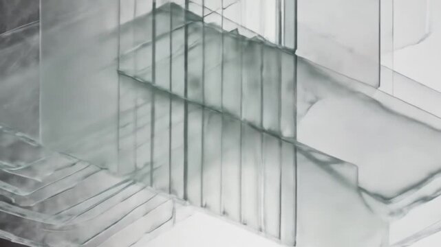 Abstract glass sheets forming geometric pattern creates a transparent and clean visual, perfect