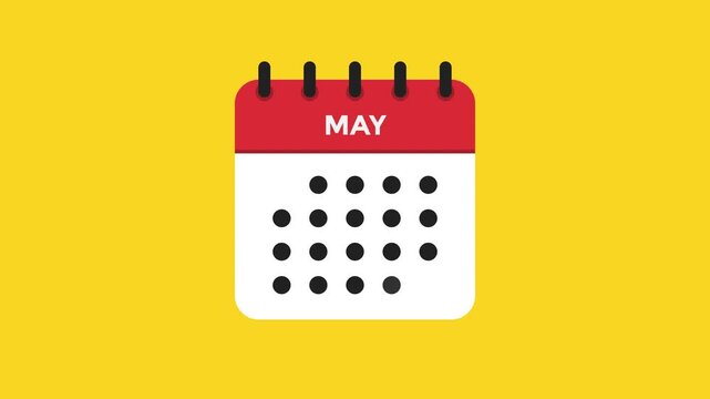 May calendar icon animation with alternative dot layout clean flat planner ProRes alpha channel 60fps