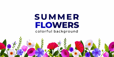 Summer flowers with a colorful background a vibrant and cheerful design