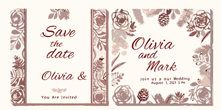 Elegant save the date card design featuring floral patterns and script typography - Powered by Adobe