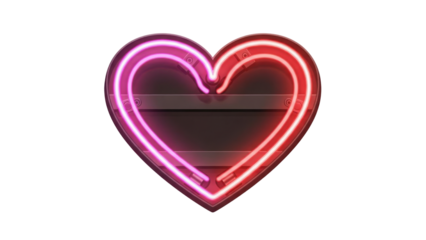 Isolated 3D render of a glowing heart neon sign with vibrant pink and red light tubes isolated PNG with Transparent Background