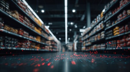 Explore Retail Analytics in a Supermarket Aisle Showcasing Data Depth and Business Intelligence on Display in a Structured Environment