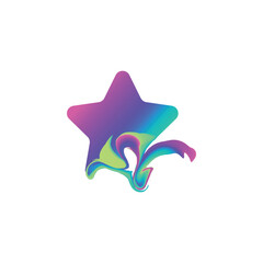 STAR LINKED WITH ABSTRACT FLUID EFFECT COLORFUL TRENDY VECTOR LOGO