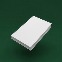 floating white hardcover book Mockup, White Blank Book Cover Mock up  on Green, White Hardcover Template