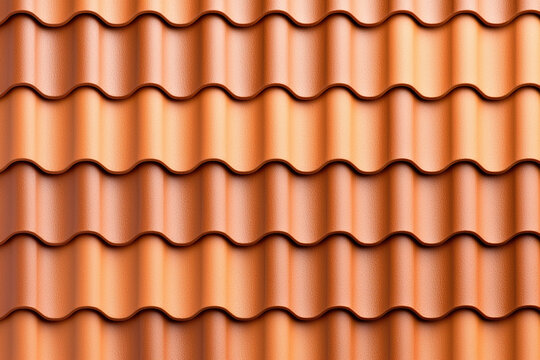 Detailed shot of traditional clay roof tile pattern showcasing warm earthy tones and smooth curves, evoking sense