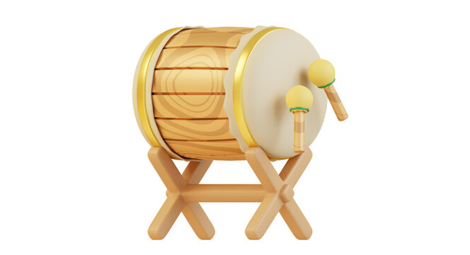 Traditional Islamic Drum Bedug 3D Illustration for Ramadan Kareem and Eid Mubarak