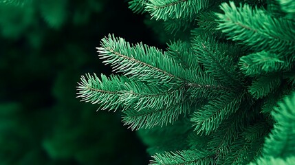 Close-up View of Lush Green Pine Needles on Branches in Natural Forest Setting