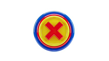 3D Red Cross Symbol on Concentric Circles