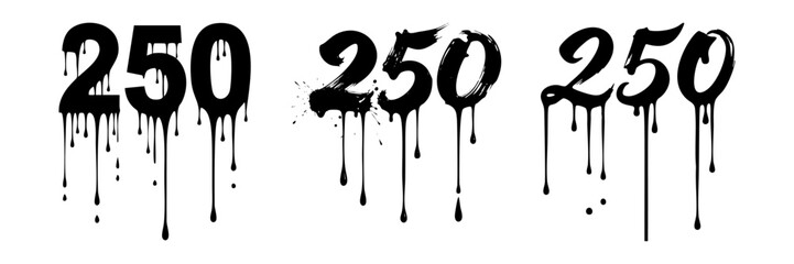 black ink dripping america 250 text. 250 years of independance