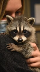 baby raccoon safe handling demonstration, education visual