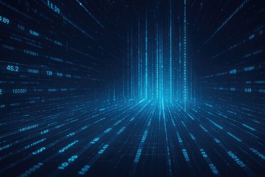 Digital data flow abstract background with binary code streams and numbers, tech visualization. - Powered by Adobe