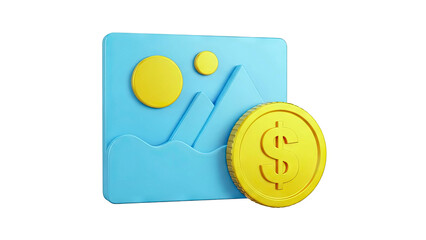 3D Icon: Image with Dollar Coin