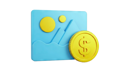 3D Icon: Image with Dollar Coin