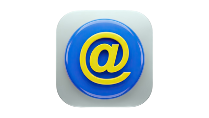 3D Rendering of a Blue and Yellow At Symbol Icon