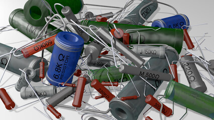 1950年代から1970年代頃の日本製のラジオや測定器などに使用されていた多種多様の抵抗器コレクション