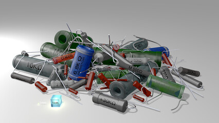 1950年代から1970年代頃の日本製のラジオや測定器などに使用されていた多種多様の抵抗器コレクション